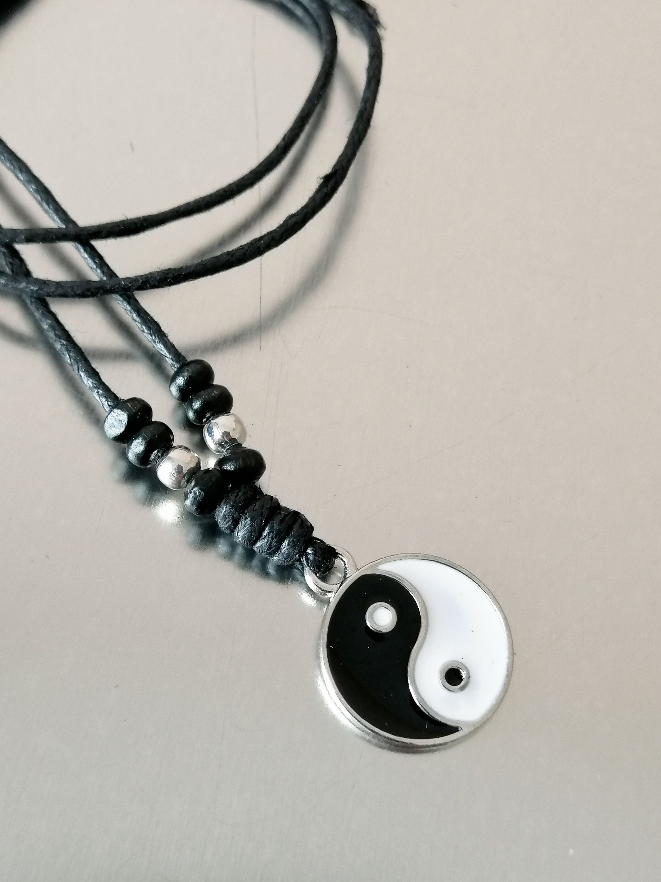 Yin Yang Pendant for Men Black White Necklace Yoga Cord Etsy