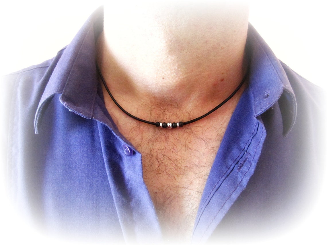 Beaded Rope Choker for Men Stainless Steel & Wood Necklace Etsy