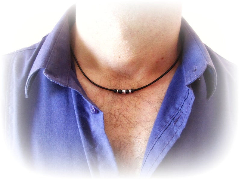 Beaded Rope Choker for Men, Stainless Steel & Wood Necklace, Surfer