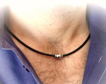 Edelstahl perlen Leder halsband für Männer, minimalistische Halskette, Casual Schmuck, Geschenk für ihn