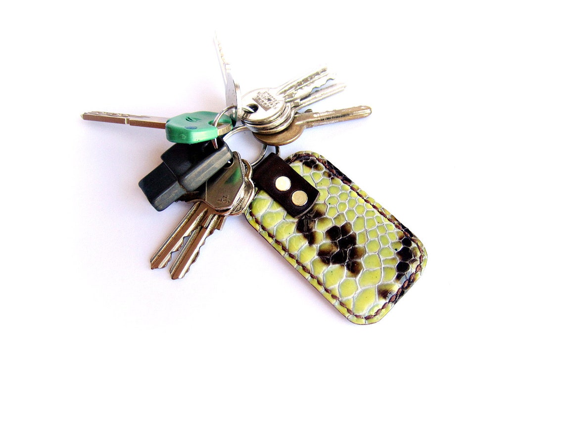 Python Snakeskin Keychain Leather Keyring Gift for Her Gift Etsy