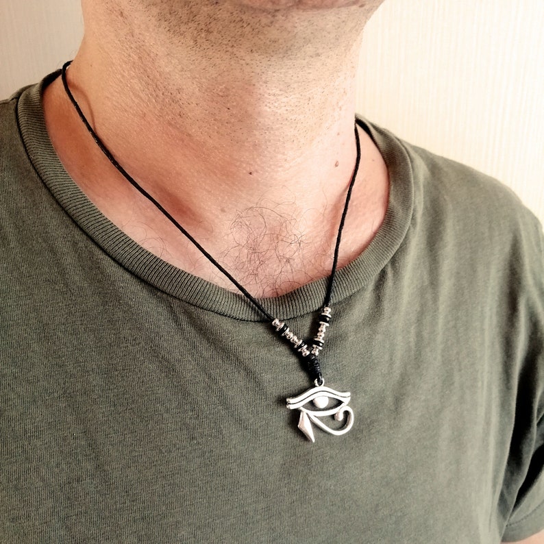 Eye of Horus Pendant for Men Rope Necklace Gift for Him Etsy