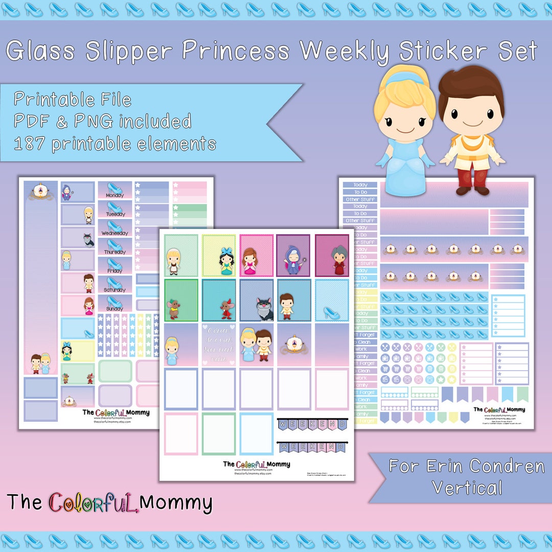 Glass Slipper Princess Weekly Planner Sticker Kit | for Use With Erin ...