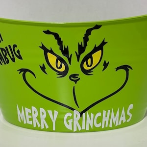 Personalized Grinch Tub: Mean One Tub, Lime Green Christmas Candy Bucket