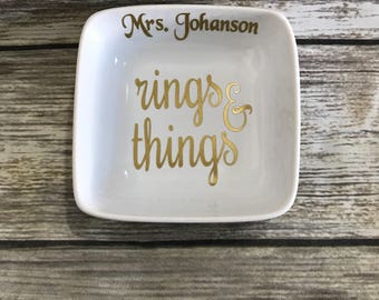 Personalized Ring Dish, Jewelry Dish, Personalized Ring Holder, Wedding Gift, Bridesmaid Gift, Personalized Trinket Dish, Engagement Gift