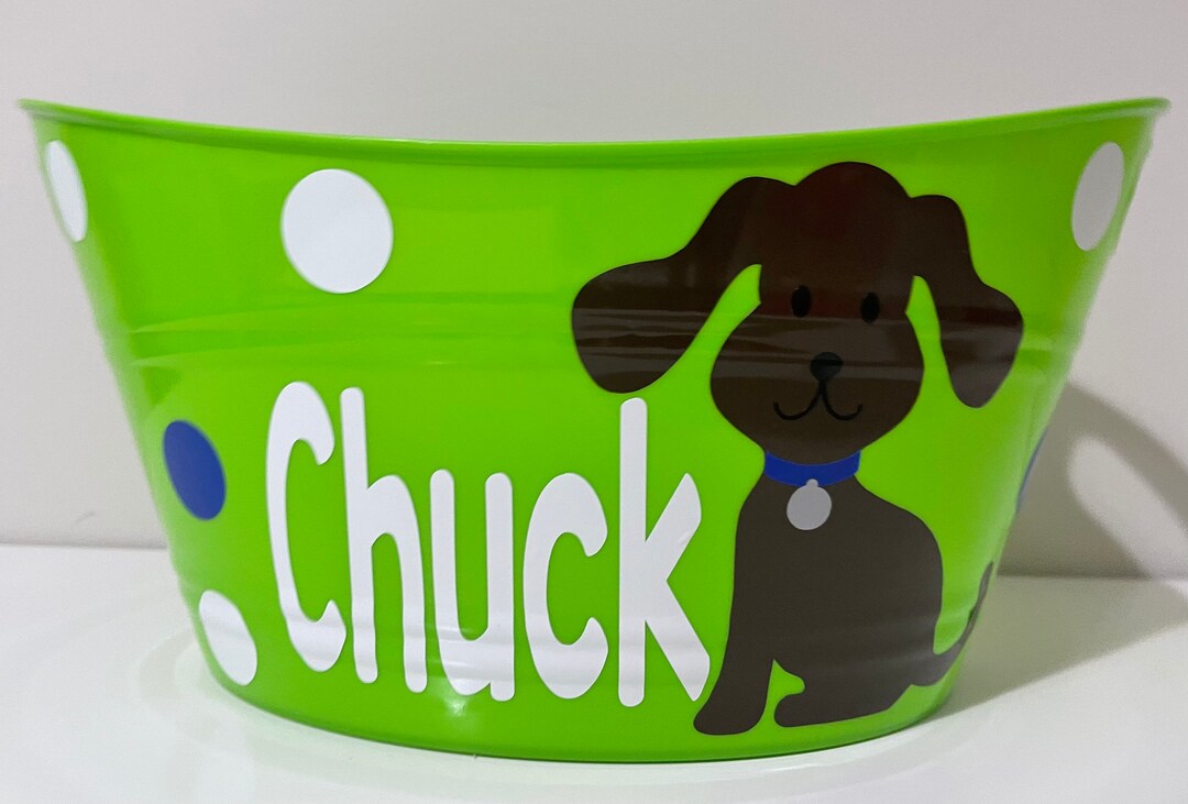 Personalized Doggy Tub, Dog Toy Tub, Plastic Oval Basket, Storage Bucket, Custom Tub, Dog Toy