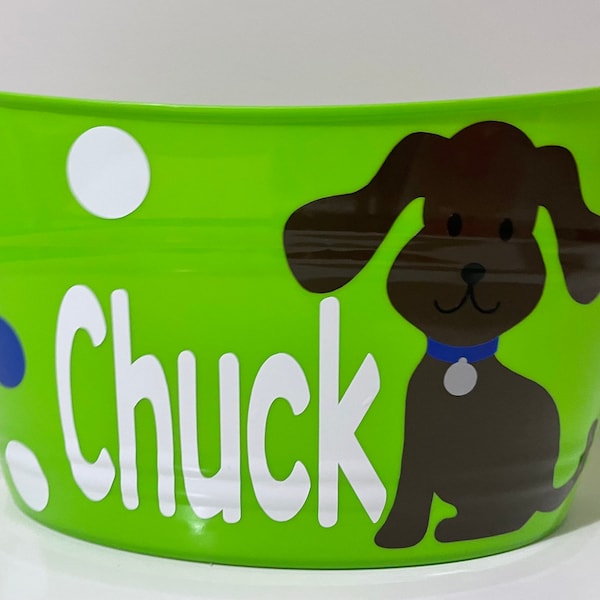 Personalized Doggy Tub, Dog Toy Tub, Plastic Oval Basket, Storage Bucket, Custom Tub, Dog Toy Storage, Dog Treat Tub