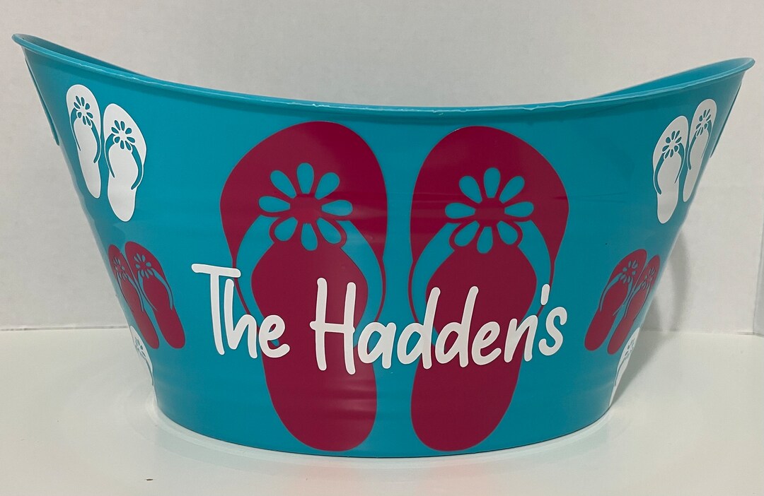 Personalized Flipflop Tub, Pool Party Tub, Housewarming Tub, Child's