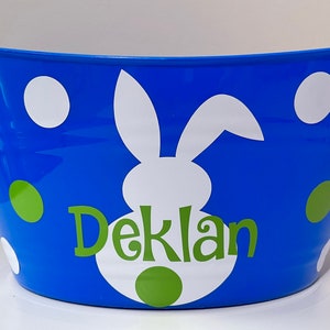 Personalized Easter Basket, Bunny Tub, Plastic Easter Basket, Oval Tub, Personalized Bucket, Easter Egg Basket, Baby Gift Basket