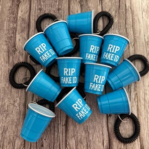 12 Lake Blue Shot Cups with Bracelets, 2 Ounce Shot Cups with Wristlet, Bracelet Keychain, 12 Personalized Shot Cups, Bachelorette Party