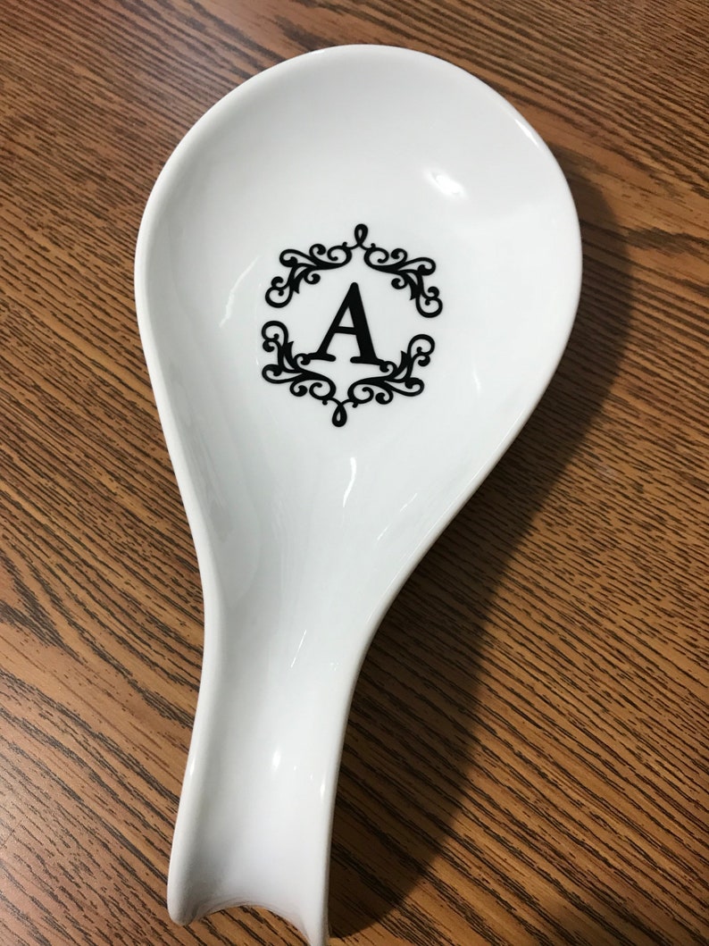 Personalized White Spoon Rest Porcelain Spoon Rest Wedding Etsy