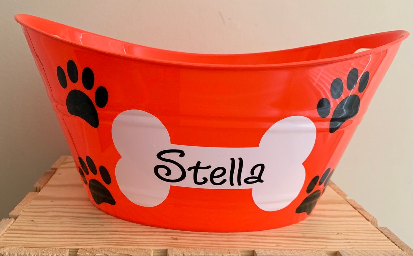 Dog Bone Toy Tub Personalized Tub Plastic Oval Basket Etsy