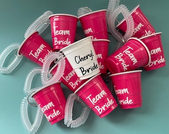 12 Personalized Bachelorette Party Shot Cups with Bracelets