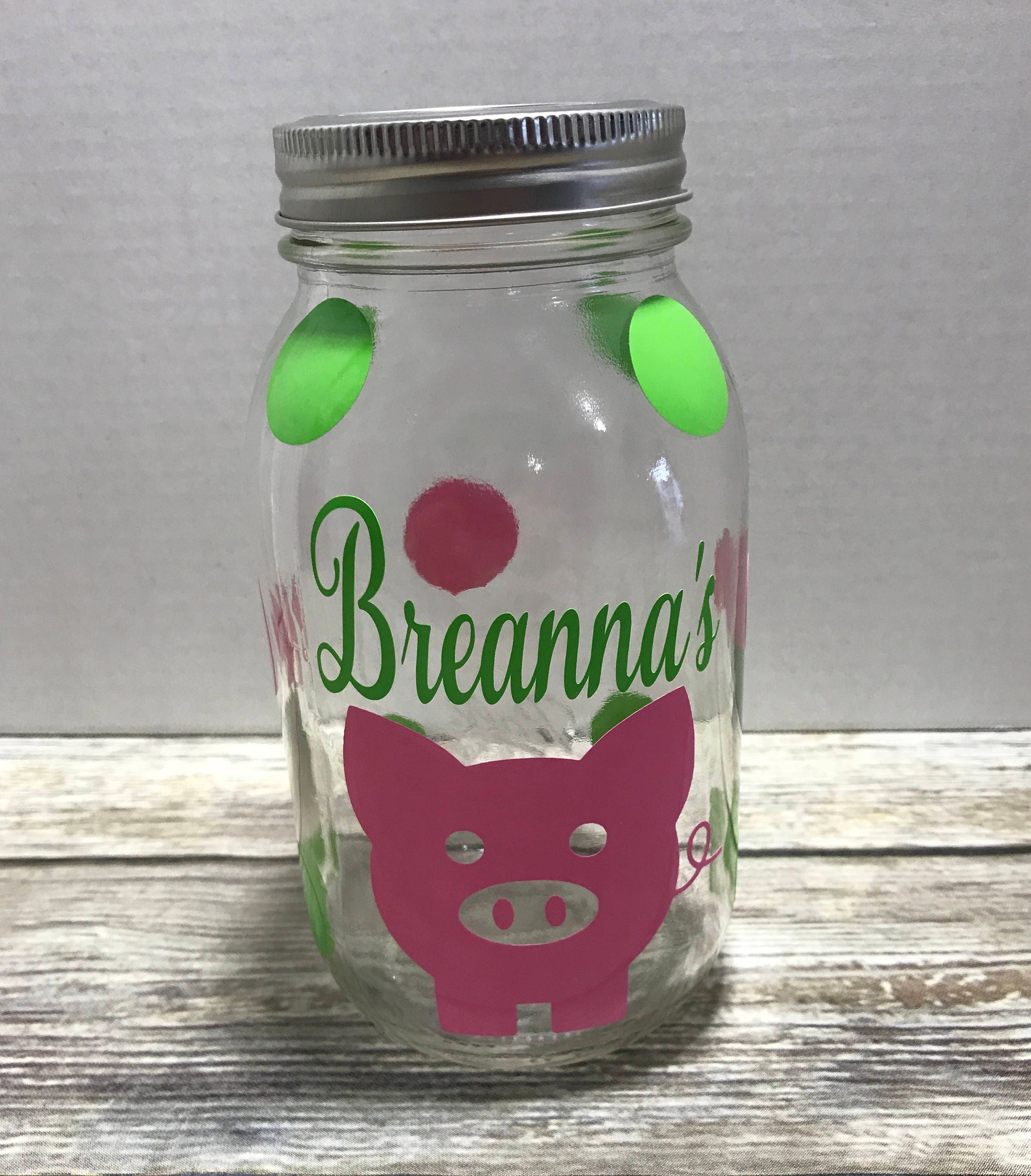 Personalized Mason Jar Piggy Bank Custom Piggy Bank Etsy