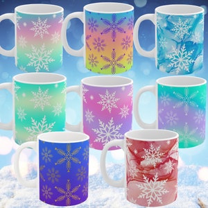 Grey Snowflake Mug Aesthetic Collection Design For Christmas - Teeholly