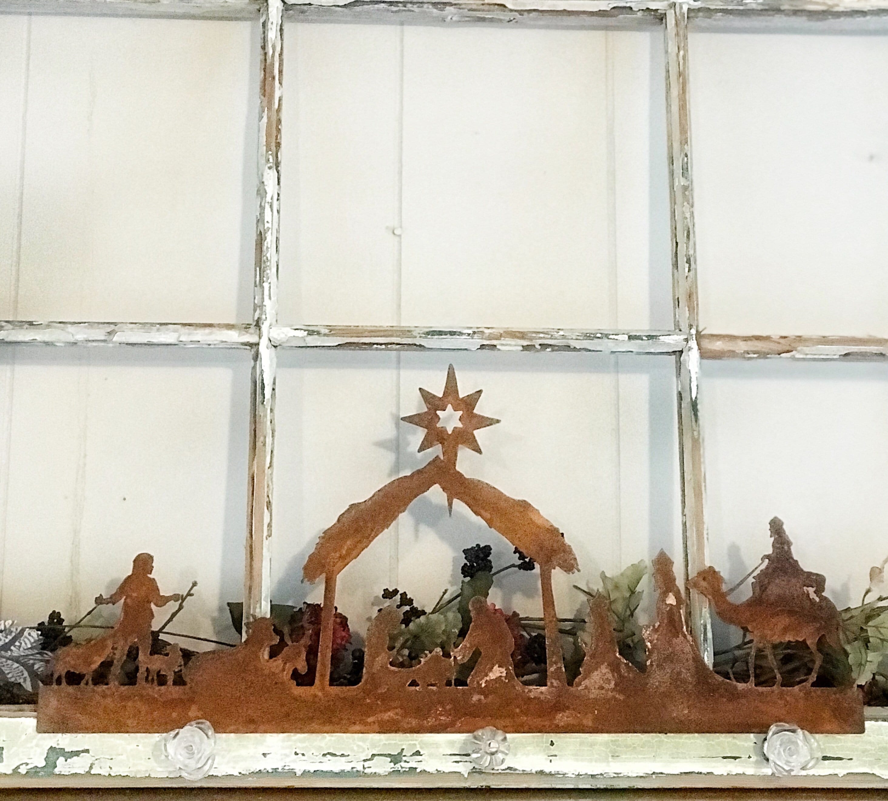 Nativity Scene Metal Art Christmas Decoration Etsy