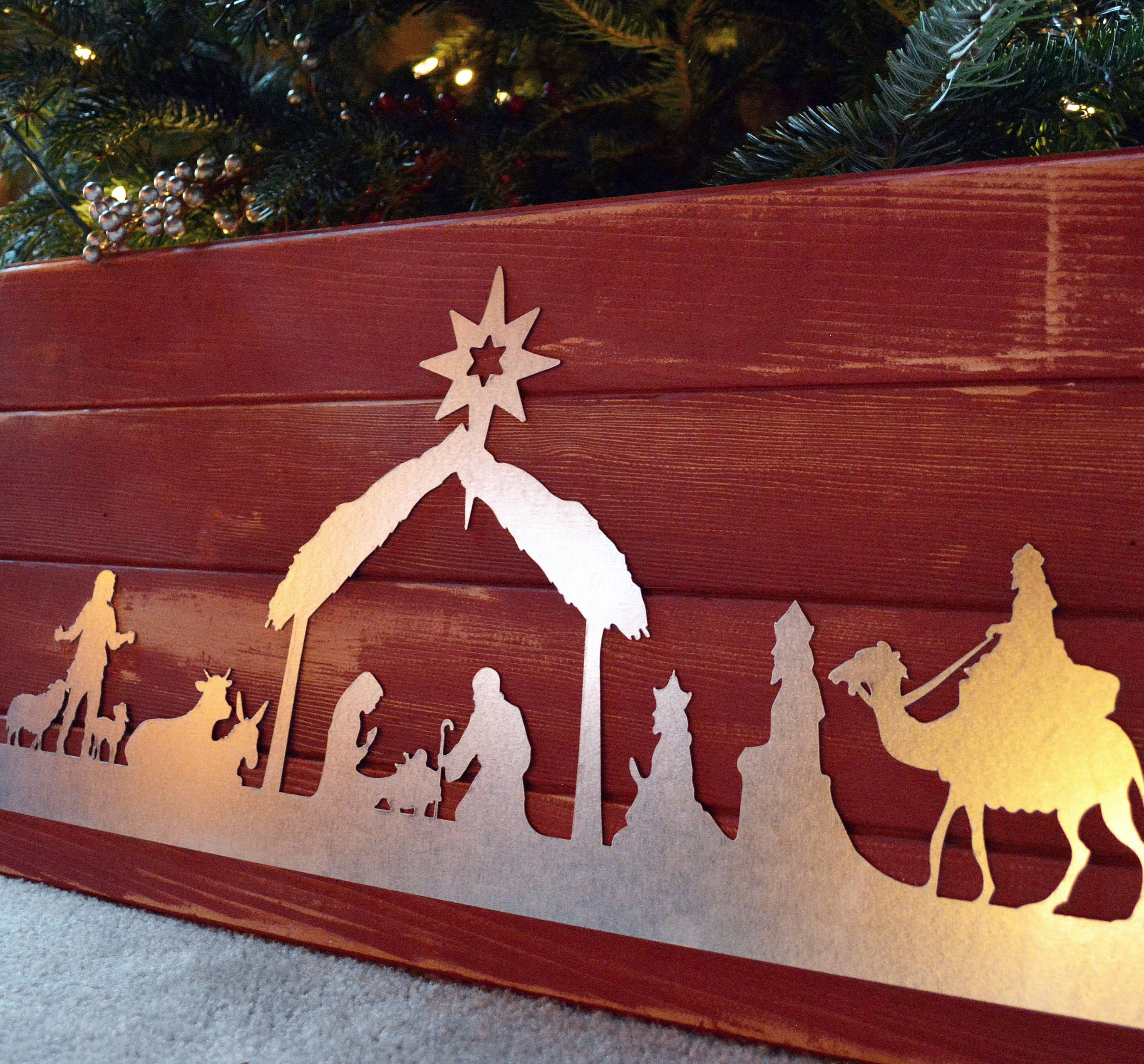 Nativity Scene Metal Art Christmas Decoration Etsy