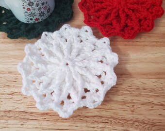 Free Shipping, Set of 3 Crochet Flower Coasters, Christmas Decorations, Winter Decoration, Snowflake Coasters, Coasters