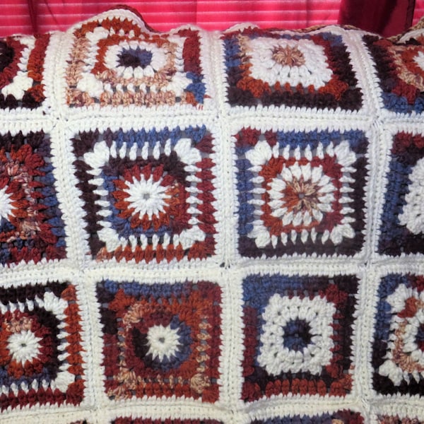 Crochet Afghan, Crochet Blanket, Handmade Crochet Blanket, Warm Blanket, Modified Granny Squares, READY TO SHIP, Free Priority Shipping