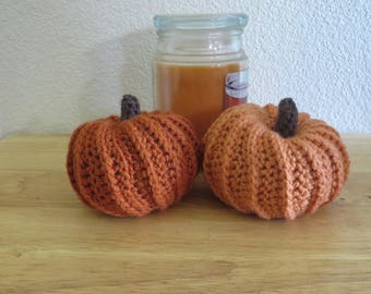 Free Shipping, Set of 2 Crochet Pumpkins, Thanksgiving Decorations, Harvest Decorations, Fall Decoration, Autumn Decoration, Halloween Decor