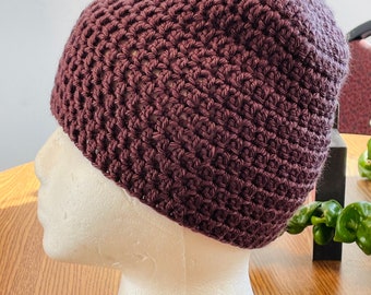 Chapeau au crochet violet, bonnet