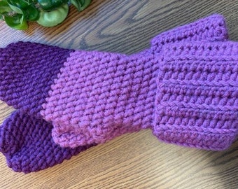 Two Color Crochet Mittens - Pink