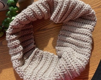 Tan Crochet Cowl, Écharpe, Écharpe Infinity