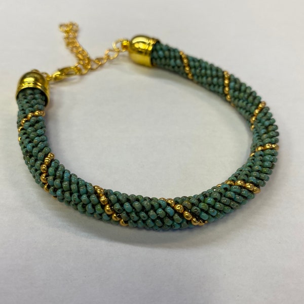Beaded Bracelet, Peyote With A Twist Not Crochet, Spiral Pattern Bracelet
