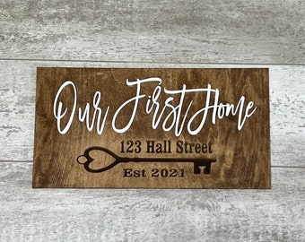 Our First Home Sign | Custom Wood Sign | Personalized Wedding Gift | Farmhouse Decor | Established Sign | Gift | address Sign