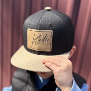 Name hat personalized infant hat custom kid hat with name hat leather patch hat christmas gift for toddler birthday gift for kid baby hat