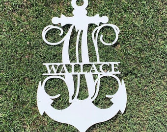 Wooden monogram Anchor | Family name |Personalized Door Hanger | Wedding or Birthday Gift | Door Hanger| Nautical Decor |Boat Themed| Summer