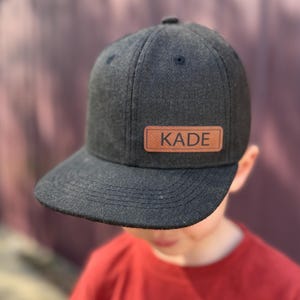 Name hat personalized infant hat custom kid hat with name hat leather patch hat christmas gift for toddler birthday gift for kid baby hat