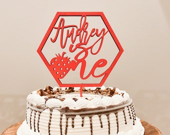 Berry First Birthday Cake Topper- Strawberry Personalized Wooden Cake Topper -Birthday Cake Topper -First Birthday -Custom Cake Topper