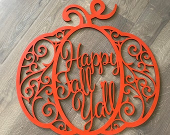 Wooden monogram - Family name - Wall Hanging-Personalized - Pumpkin - Fall Wreath - Door Hanging - Available in 3 size - Happy Fall y’all