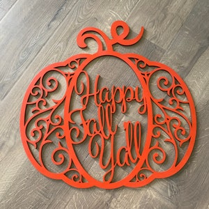 Wooden monogram - Family name - Wall Hanging-Personalized - Pumpkin - Fall Wreath - Door Hanging - Available in 3 size - Happy Fall y’all