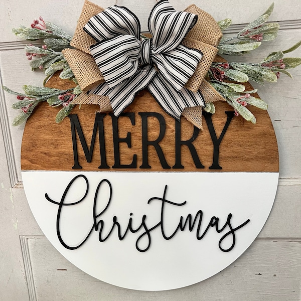 Merry Christmas Door Hanger | Personalized | Christmas wreath | Front door |Holiday Door Hanger | Gift | Christmas Sign | Christmas Tree|