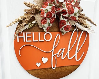 Hello Fall Door Hanger|Fall Door Wreath | Personalized | Fall Door Hanger | Gift | Fall Sign | Fall Wreath | Fall Decor|