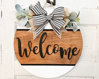 Welcome Door Hanger wreath personalized | Summer Wreath| Front door Wreath| Door Hanger| Wreath | House Warming Gift | Door Sign