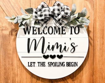 Welcome to Mimi’s Door Hanger grandparent gift door Wreath|Grandma Wreath Front door |Door Hanger | Gift | Wreath | Door Sign