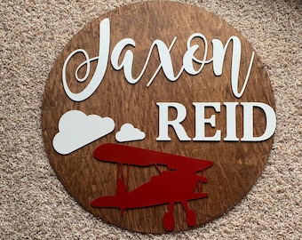 Airplane Nursery Name Sign | Aviation Themed Nursery | Airplanes | Nursery Name Sign | Toddler Sign | Planes Nursery Decor | Boys Name SIgn