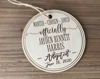 Adoption Christmas Ornament|Personalized Christmas Ornament|Christmas Decor|Christmas Tree Decor |Wood Ornament | Engraved Ornament