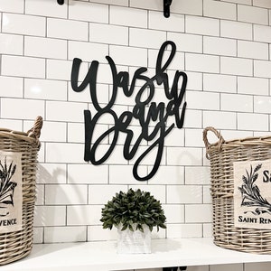 Wash and Dry Sign | Laundry room Sign | Wood Words | Wash and Dry | Wood Word Art | Laser Cut Name | Laundry Room Decor | Laundry Wall Art