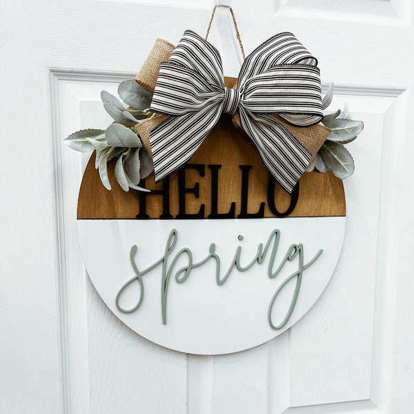 Hello Spring Wreath | Hello Spring Door Hanger| Personalized | Easter Decor | Front door | Spring Door Hanger | Gift | Wreath