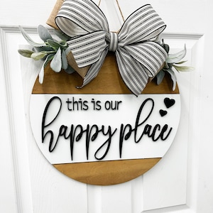 All season wreath for front door Wreath Personalized Summer Front door Sign Door Hanger Wreath House Warming Gift Door Sign happy place