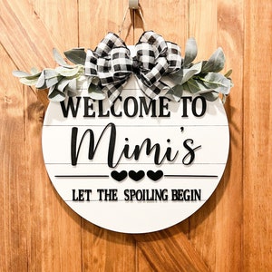 Welcome to Mimi’s Door Hanger grandparent gift door Wreath|Grandma Wreath Front door |Door Hanger | Gift | Wreath | Door Sign