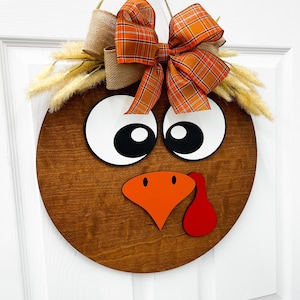 Thanksgiving front door decor| Turkey door sign| Gobble | Happy Thanksgiving| Personalized | Fall Door Hanger Fall Sign | Fall Wreath