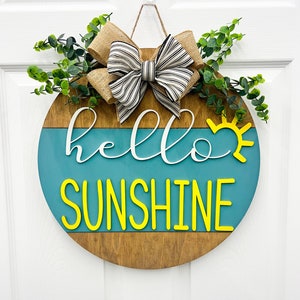 Summer Door Wreath |Hello Sunshine|Front door Wreath| Personalized Last Name|Door wreath | Front door| Door Hanger |Gift|