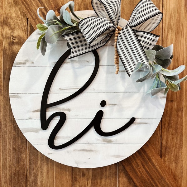 Hi Door Hanger |Door Wreath| Personalized |Summer Wreath| Front door |Door Hanger | Gift | Wreath | House Warming Gift | Door Sign