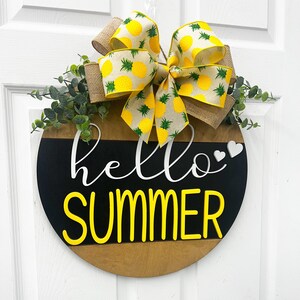 Hello Summer Door Wreath Pineapple Front door Wreath| Personalized summer wreath | Front door| Door Hanger Gift summer sign