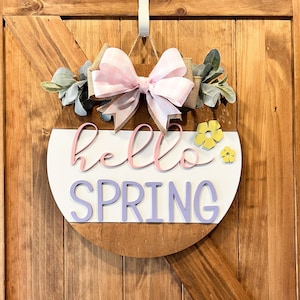 Spring Wreath | Hello Spring Door Hanger| Personalized | Easter Decor | Front door | Spring Door Hanger | Gift | Wreath